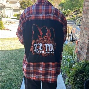 ZZ Top Tour 2014  upcycled Flannel Shirt Unisex Size XXL  2XL